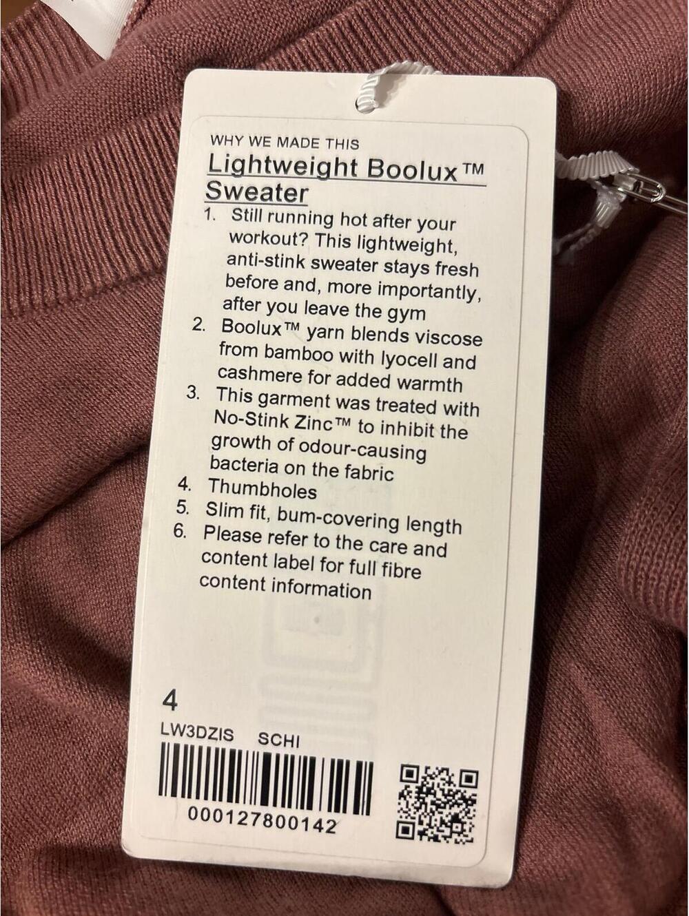 Lululemon Boolux Lightweight Sweater Mauve Thumbhole Top Size 4 NWT - Picture 5 of 10